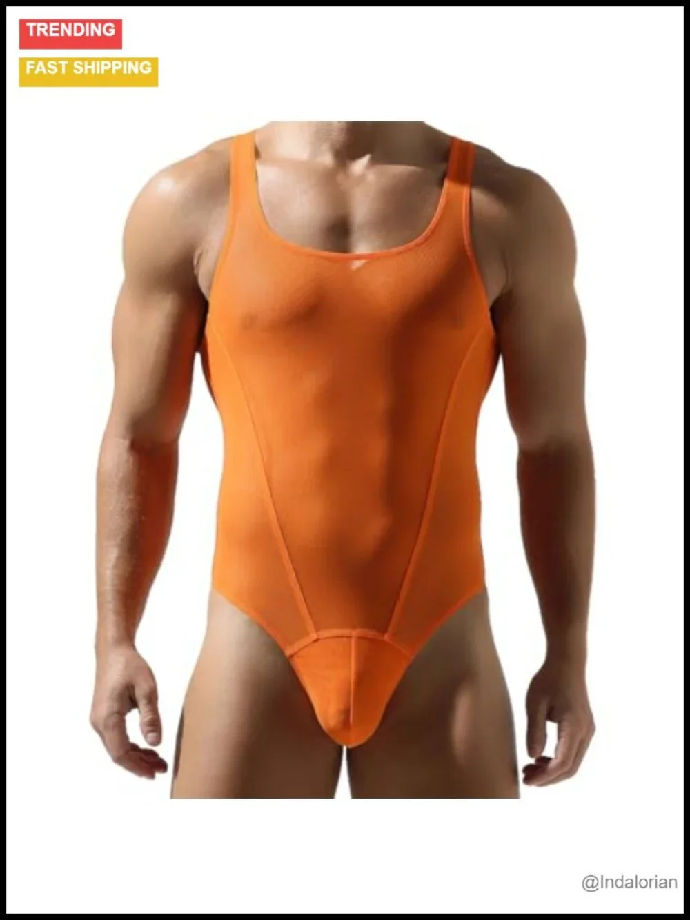Men's Sheer Mesh Bodysuit Tank Top Jumpsuit Shapewear Fitness Singlet Sleeveless